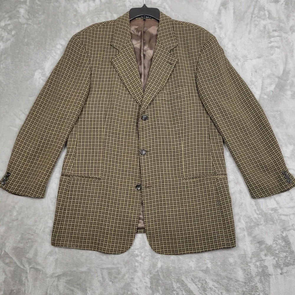 Hugo Boss Men's 44R Gold Black 3-Button Blazer 100% Italian Virgin Wool Jacket